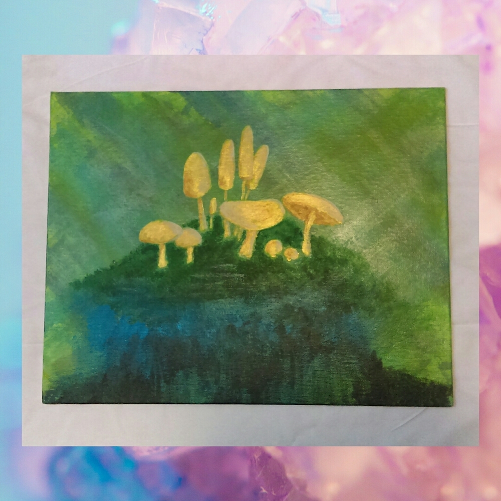 Golden Mushrooms - Original Painting